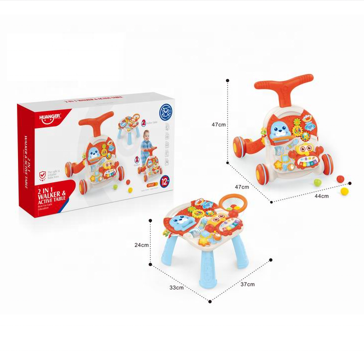 Trotteur et Table d’Activités Interactive 2 en 1 Huanger Bébé – Apprentissage Marche et Éveil