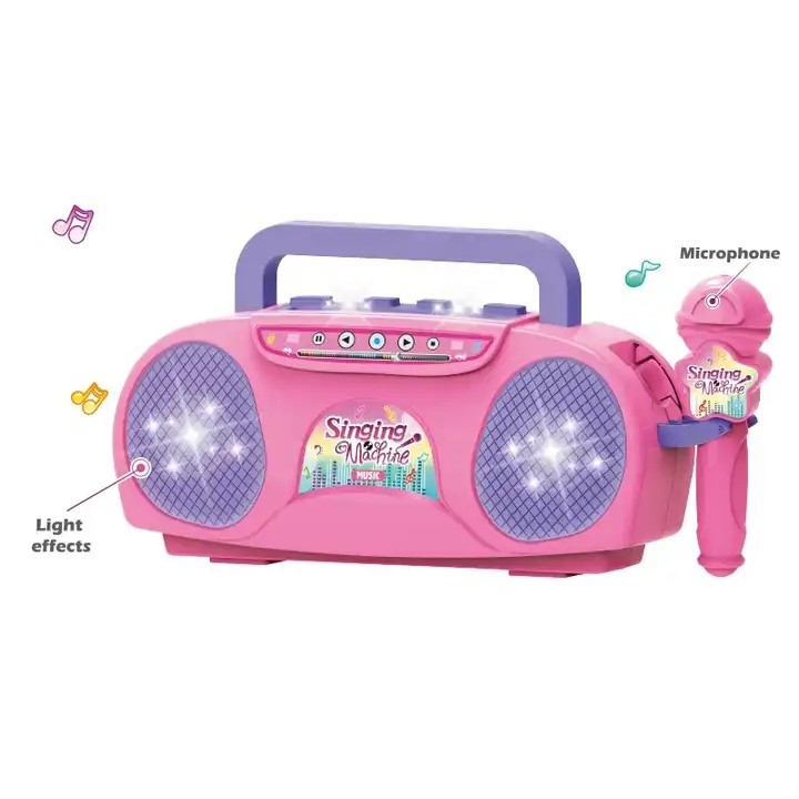 Machine Karaoké Rose Singing Machine Little Singer Enfant – Microphone Lumières et Connexion MP3