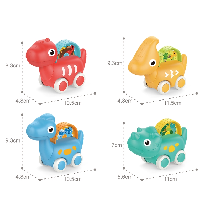 Voitures Dinosaures Huanger Push and Go 4 Pièces – Jouets Éducatifs Bébé 0-24 Mois