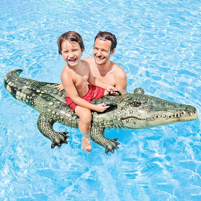 Jouet Gonflable Piscine Crocodile 170 Cm Avec Poignees – Bouee Enfant Flottante Stable