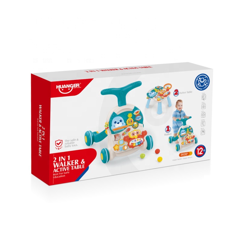 Trotteur et Table d’Activités Interactive 2 en 1 Huanger Bébé – Apprentissage Marche et Éveil