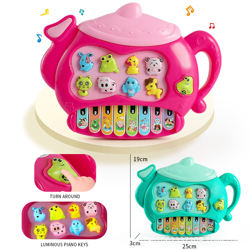 Orgue Électronique Enfant Théière Rose Sons Animaux et Mélodies – Jouet Musical Éducatif