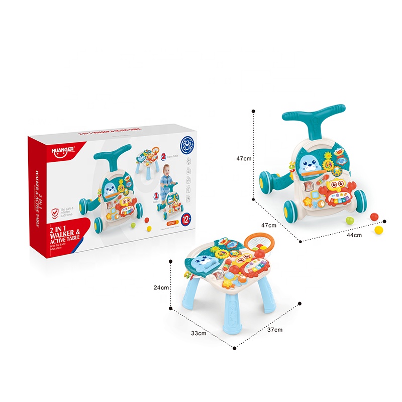 Trotteur et Table d’Activités Interactive 2 en 1 Huanger Bébé – Apprentissage Marche et Éveil