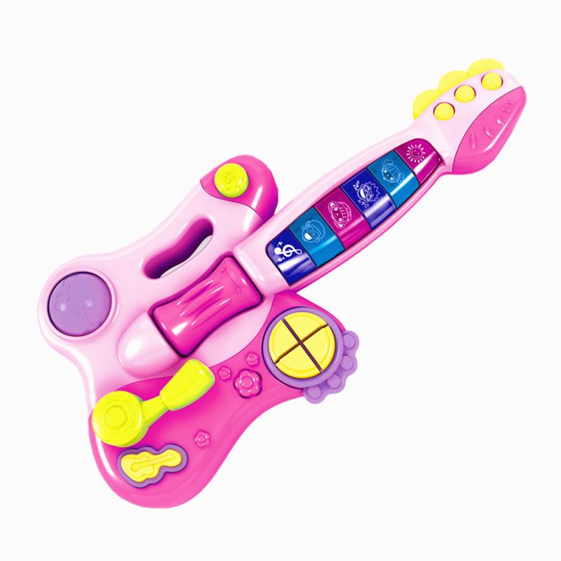 Guitare Rose Huanger Jouet Musical Interactif 18 Mois+ – Lumières Sons et Modes Musicaux