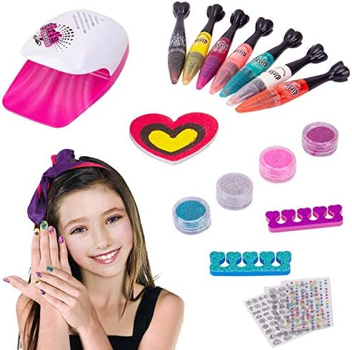 Kit de Manucure Fashion Girl avec Stylos Nail Art et Séchoir à Ongles – Jouet Beauté Enfant