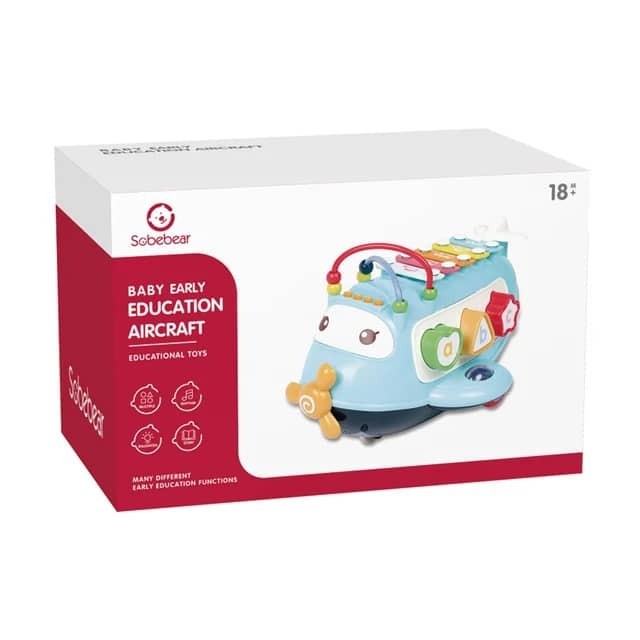 Jouet Éducatif Bébé Multifonctionnel Avion – Xylophone Formes Lettres et Chiffres