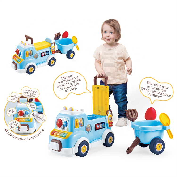 Porteur Bébé Youleen 2-en-1 avec Remorque Détachable Musique et Accessoires Sable