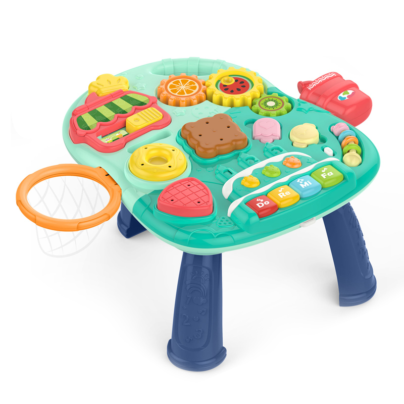 Trotteur Bébé Huanger 2-en-1 Table d’Activités Éducatif avec Engrenages et Jeux de Motricité