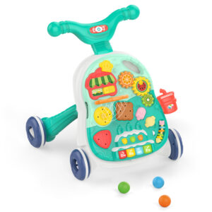 Trotteur Bébé Huanger 2-en-1 Table d’Activités Éducatif avec Engrenages et Jeux de Motricité