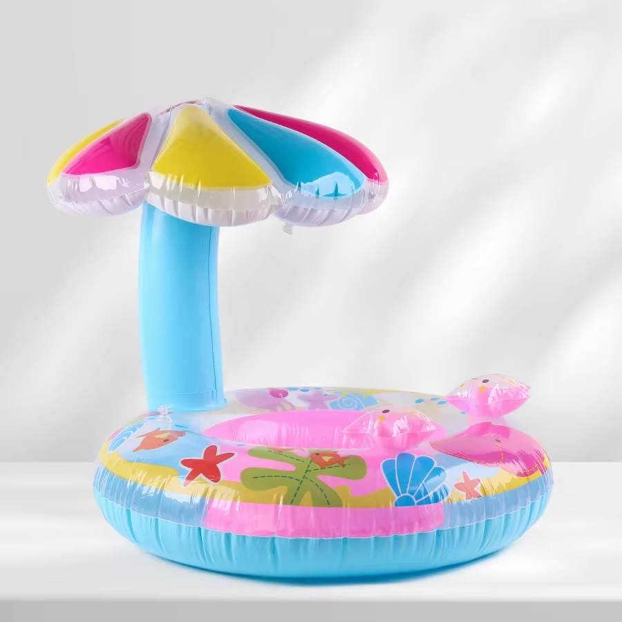 Bouee Siege Gonflable Bebe Avec Pare Soleil Palmier Piscine – Flottant Confort Et Protection