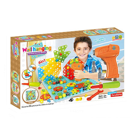 Jeu Mosaïque Créative et Construction 6-en-1 avec Visseuse Électrique Enfant