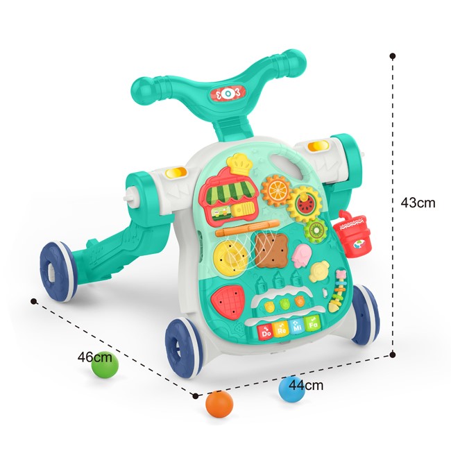 Trotteur Bébé Huanger 4-en-1 Multifonction Évolutif Table d’Activités Trottinette et Voiture
