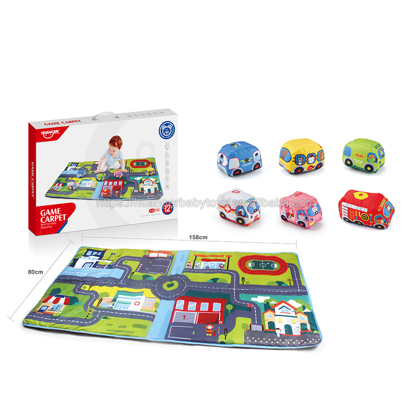 Tapis De Jeu Educatif Bebe Huanger Game Carpet Ville Interactive Vehicules Tissu 12 Mois+