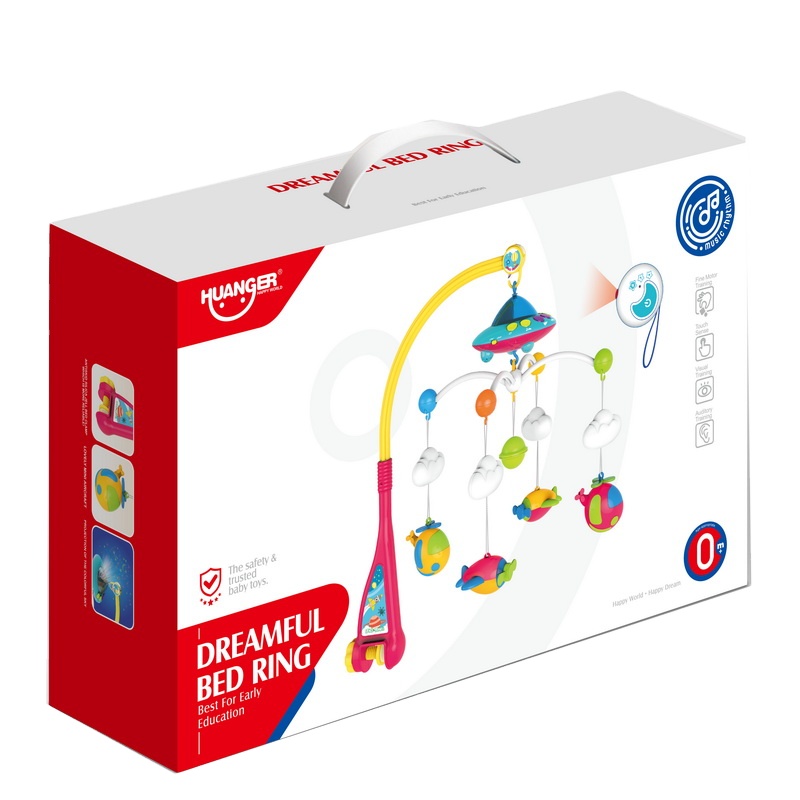 Mobile Musical Projection Lit Bébé Huanger Dreamful Bed Ring 3-en-1 Rotation 360° Télécommande
