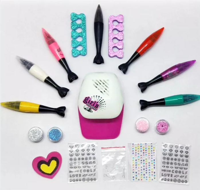 Kit de Manucure Fashion Girl avec Stylos Nail Art et Séchoir à Ongles – Jouet Beauté Enfant