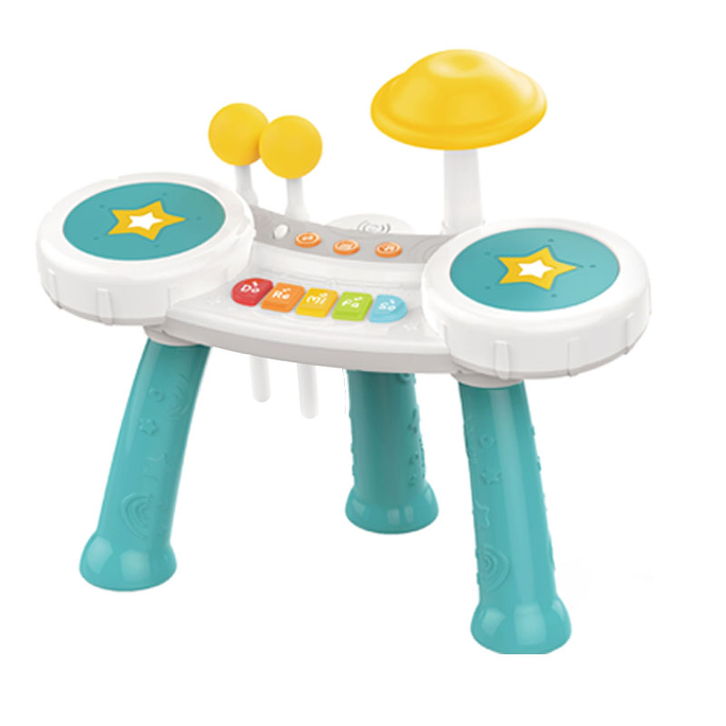 Table Musicale Huanger 2-en-1 Batterie et Piano 18 Mois+ – Jouet Éducatif Musical