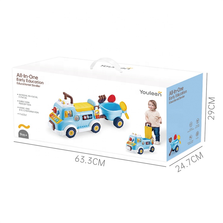 Porteur Bébé Youleen 2-en-1 avec Remorque Détachable Musique et Accessoires Sable