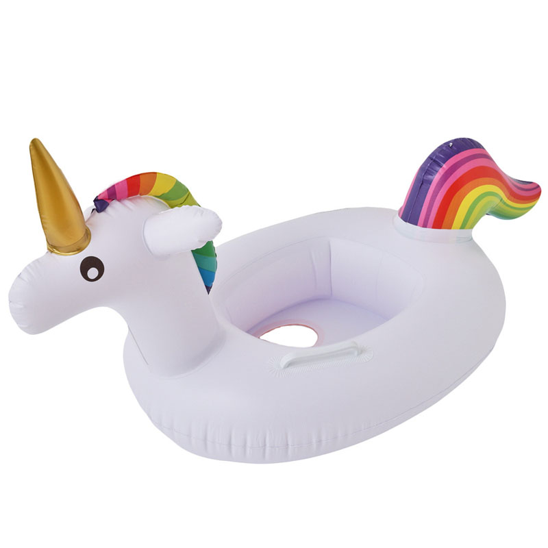 Bouee Gonflable Licorne Enfant Piscine – Flottant Arc En Ciel Avec Corne Doree