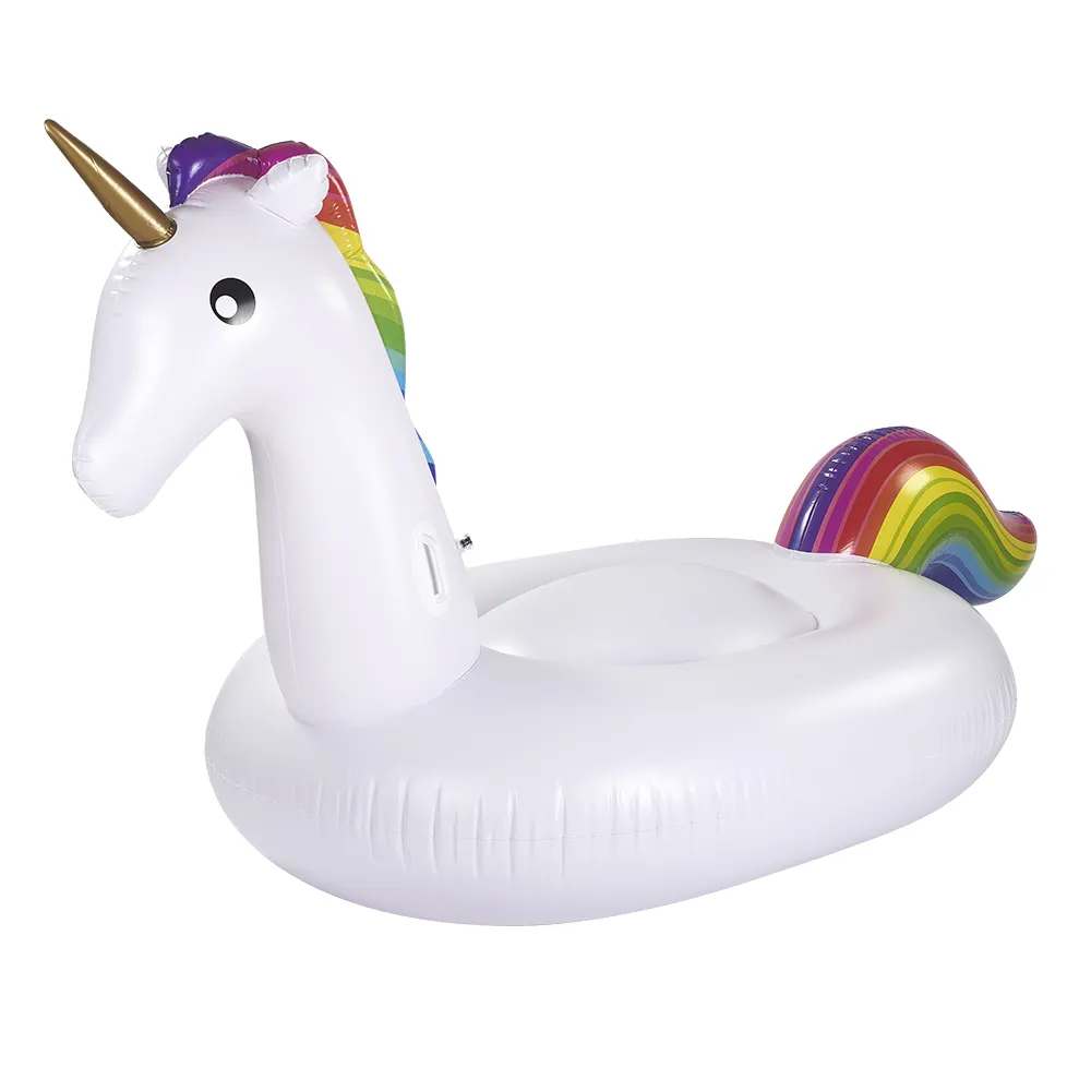 Bouee Gonflable Licorne Enfant Piscine – Flottant Arc En Ciel Avec Corne Doree