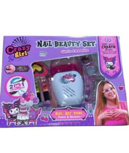 Nail Beauty Set Crazy Girl Enfant avec Sécheuse à Ongles Vernis et Accessoires – Kit Manucure