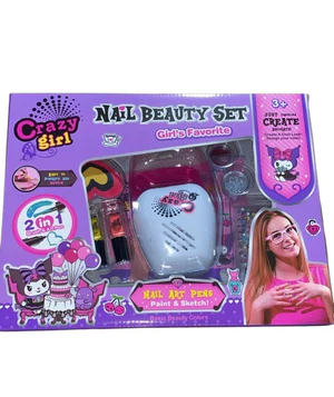 Nail Beauty Set Crazy Girl Enfant avec Sécheuse à Ongles Vernis et Accessoires – Kit Manucure