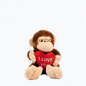 Peluche Singe I Love You avec Cœur Rouge Cadeau Câlin