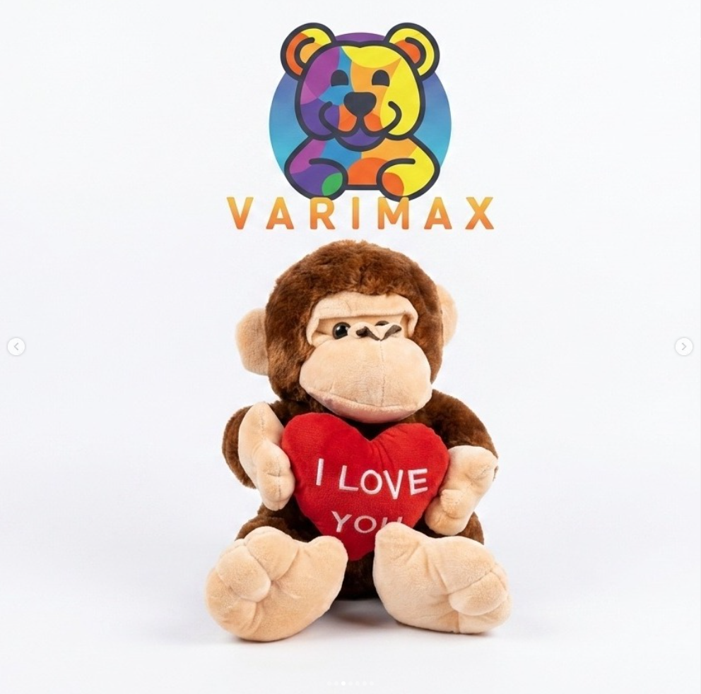 Peluche Singe I Love You avec Cœur Rouge Cadeau Câlin
