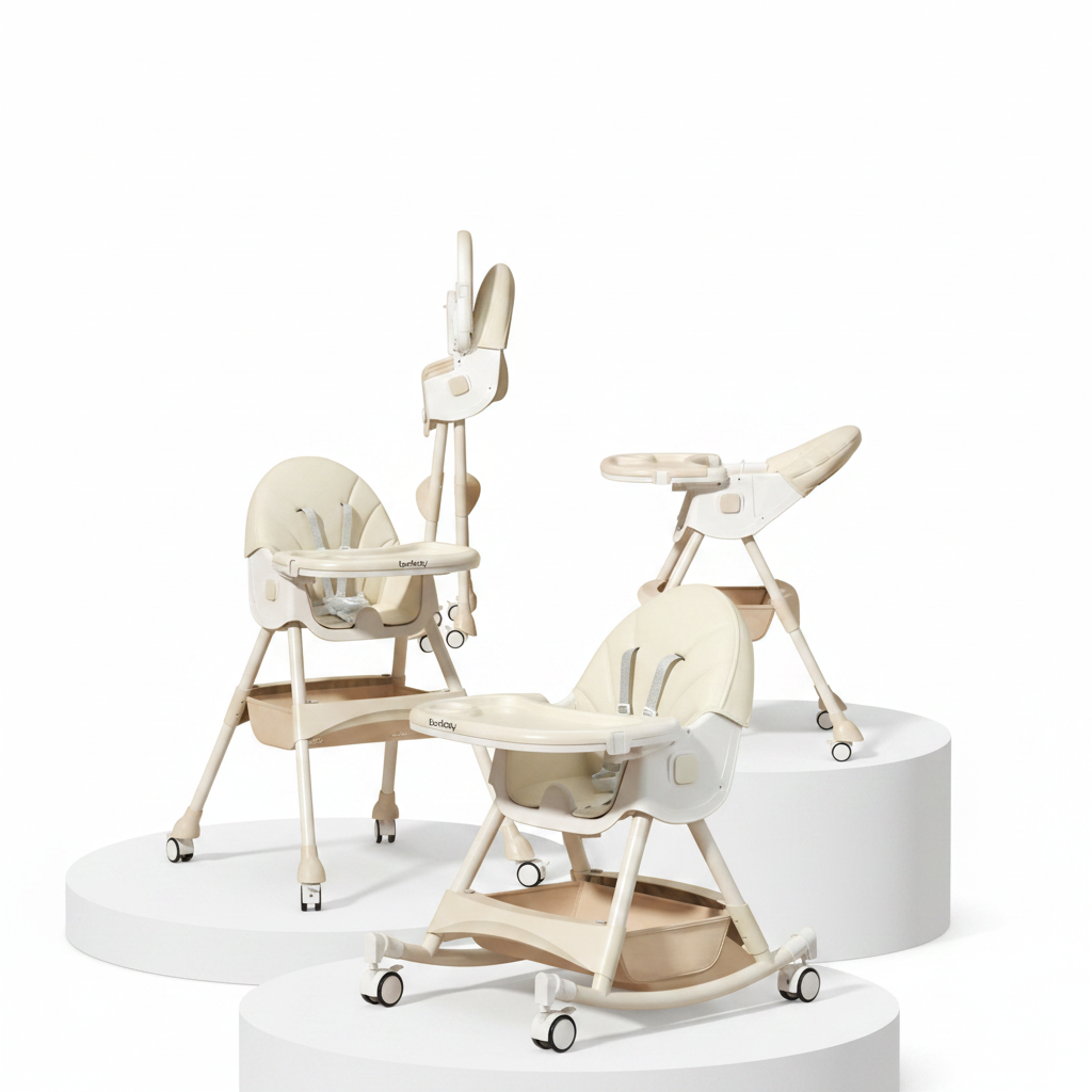Chaise Haute AG8034 Burbay 2-en-1 avec Fonction Berçante et Tablette Amovible