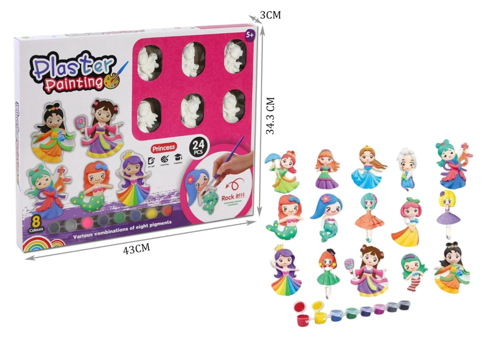 Plaster Painting Princess Rama Tritton Kit Peinture Plâtre Enfant 15 Figurines 5 Ans+