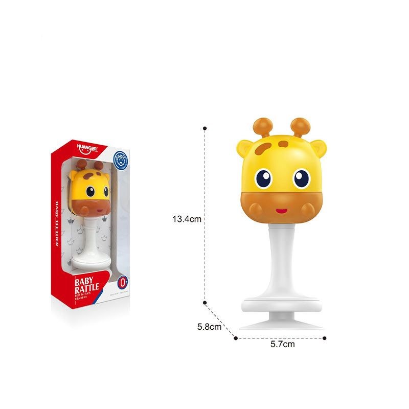 Hochet Anneau de Dentition Huanger Girafe Ventouse Silicone 13,4 cm – Jouet Éveil Bébé Sécurisé
