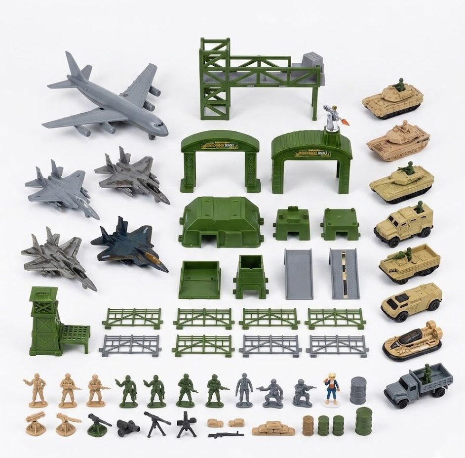 Coffret Military Base Series avec Véhicules et Carte de Jeu Enfant