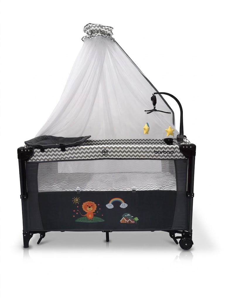 Baby Crib Burbay 3-in-1 avec Table à Langer et Moustiquaire Lit Cododo et Parc Bébé