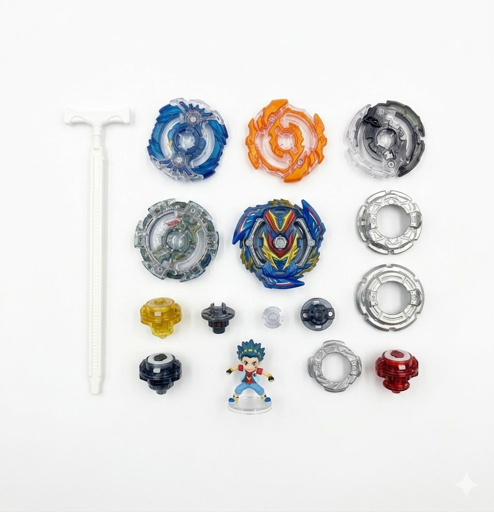 Coffret Beyblade Burst 4 Toupies de Combat avec Lanceurs Aoi Baruto