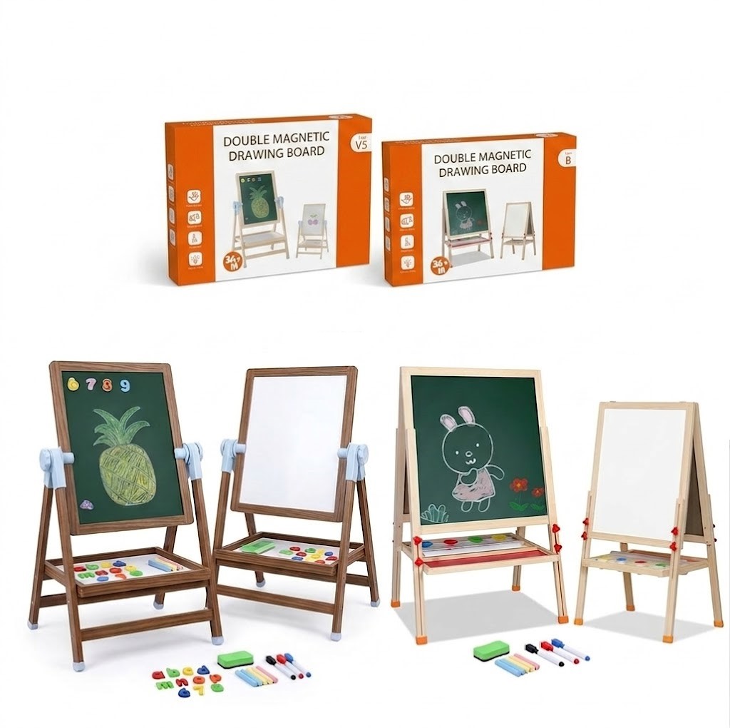 Tableau Dessin Magnetique Double Face Enfant Effacable – Tableau Blanc Et Noir Craie 2 Formats