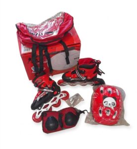 Rollers Évolutifs Enfant avec Casque et Protections Complètes Débutant
