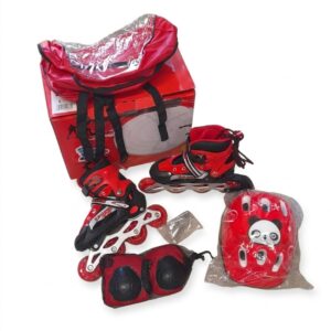 Rollers Évolutifs Enfant avec Casque et Protections Complètes Débutant