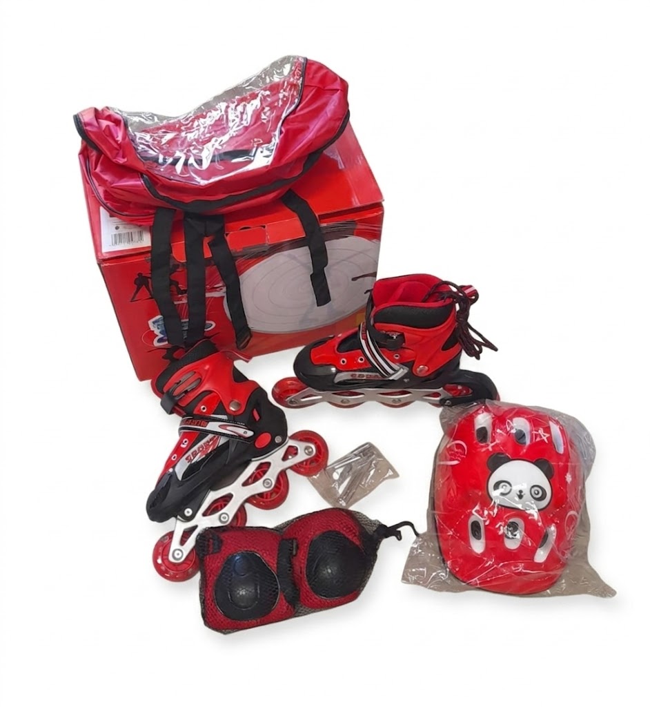 Rollers Évolutifs Enfant avec Casque et Protections Complètes Débutant