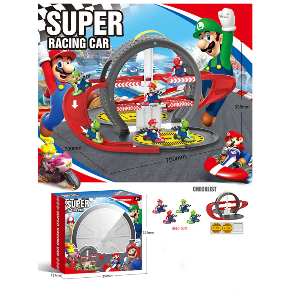 Super Racing Car Circuit Mario Kart 18 Pièces – Piste de Course Roue avec Figurines