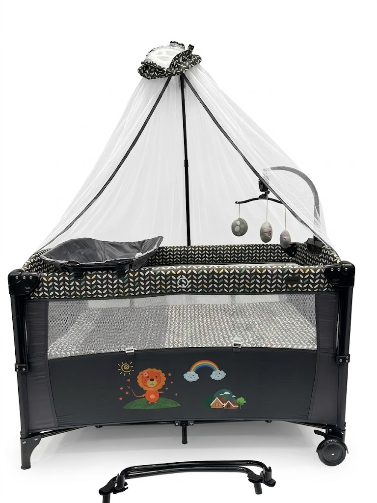 Baby Crib Burbay 3-in-1 avec Table à Langer et Moustiquaire Lit Cododo et Parc Bébé