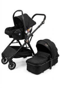 Poussette Trio Z768 Burbay Noire avec Nacelle et Siège Auto Pliable