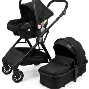 Poussette Trio Z768 Burbay Noire avec Nacelle et Siège Auto Pliable