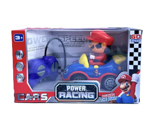 Super Mario Power Racing Remote Control Car with LED Lights and 360° Rotation