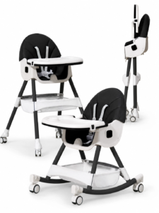 Chaise Haute AG8034 Burbay 2-en-1 avec Fonction Berçante et Tablette Amovible