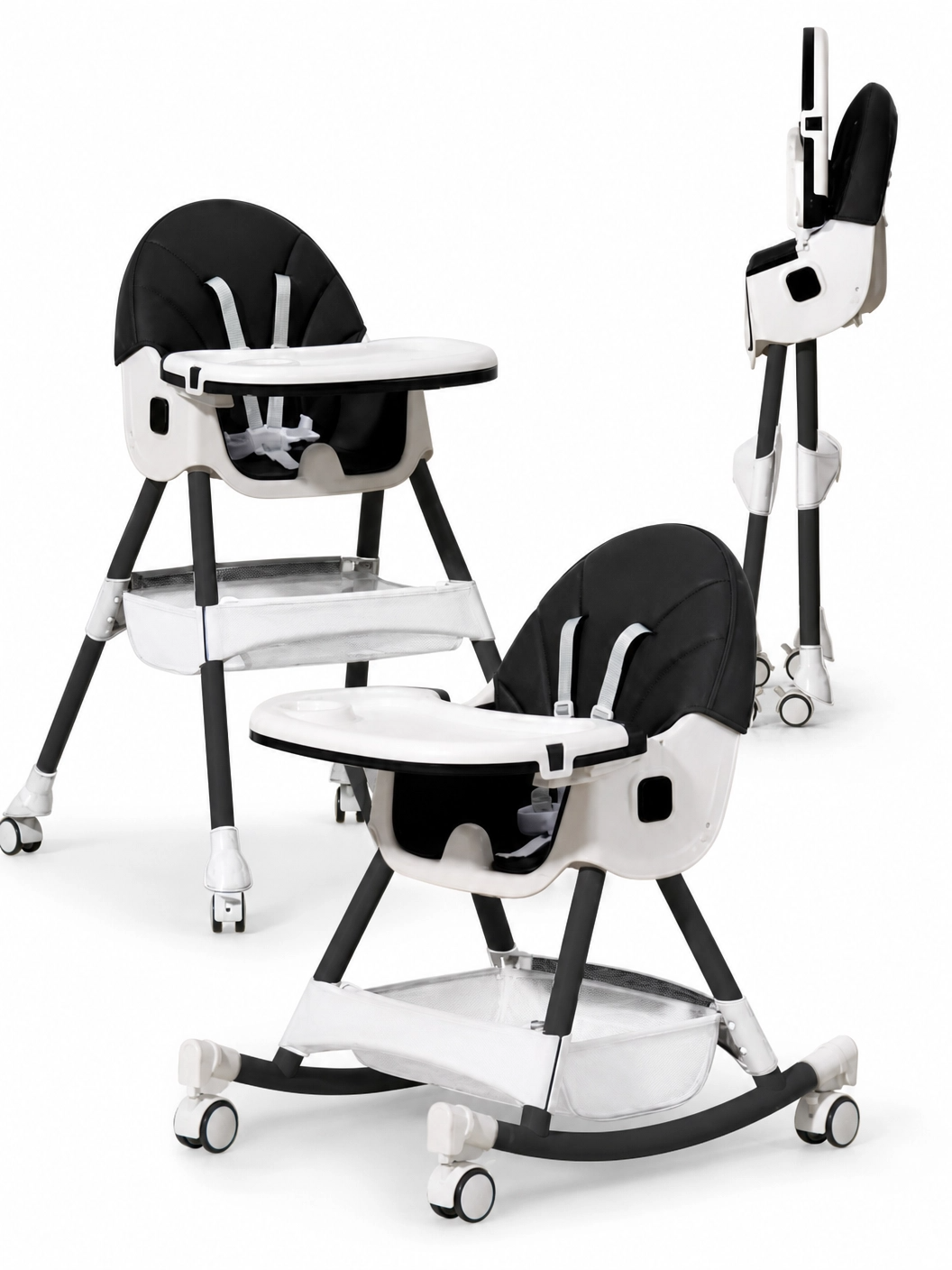 Chaise Haute AG8034 Burbay 2-en-1 avec Fonction Berçante et Tablette Amovible