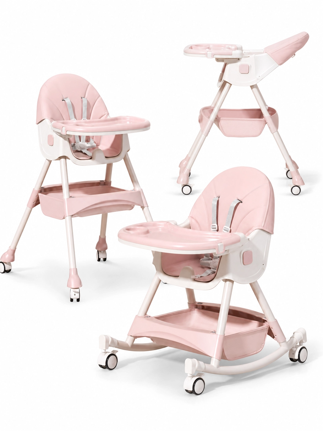 Chaise Haute AG8034 Burbay 2-en-1 avec Fonction Berçante et Tablette Amovible
