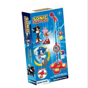 Microphone Karaoké Enfant Sonic The Hedgehog LED MP3 Pied Réglable 110 cm – Jouet Musical