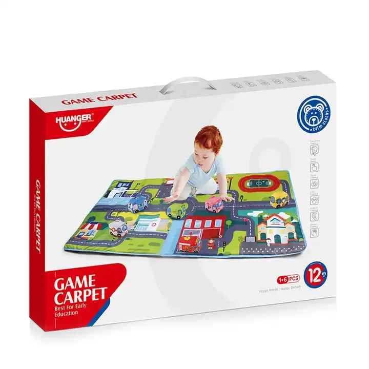 Tapis De Jeu Educatif Bebe Huanger Game Carpet Ville Interactive Vehicules Tissu 12 Mois+