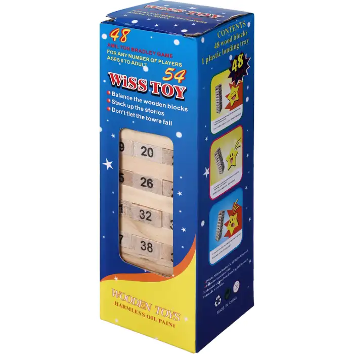 Tour d’Équilibre en Bois Wiss Toy Jeu d’Adresse Familial