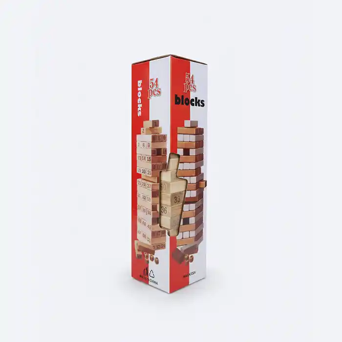 Jeu GENGA en Bois 54 Pièces Tour d’Équilibre Numérotée