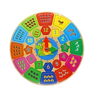Horloge Éducative en Bois Puzzle d’Apprentissage pour Enfants